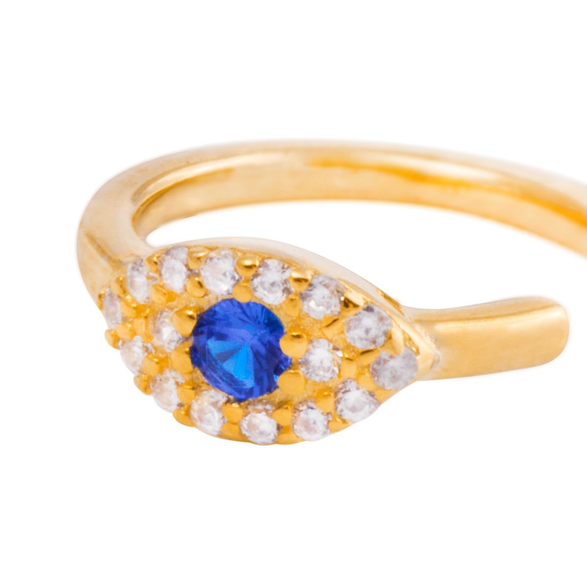 JB JOYAS BARON - Piercing de Plata Esterlina 925 Earcuff ojo turco Bañado en Oro 14kt