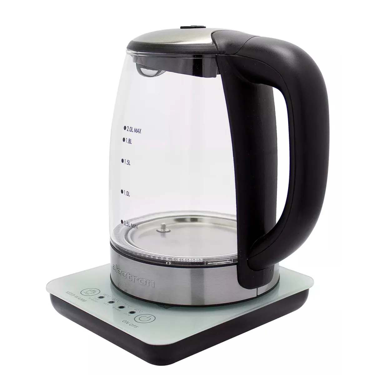 ELECTRON - Hervidor inteligente transparentenegra y blancaplateada 2L