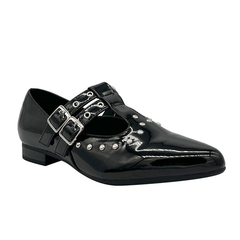 DINASTELLA - Ballerina para mujer, Negro doble correa con hebilla Danicolle