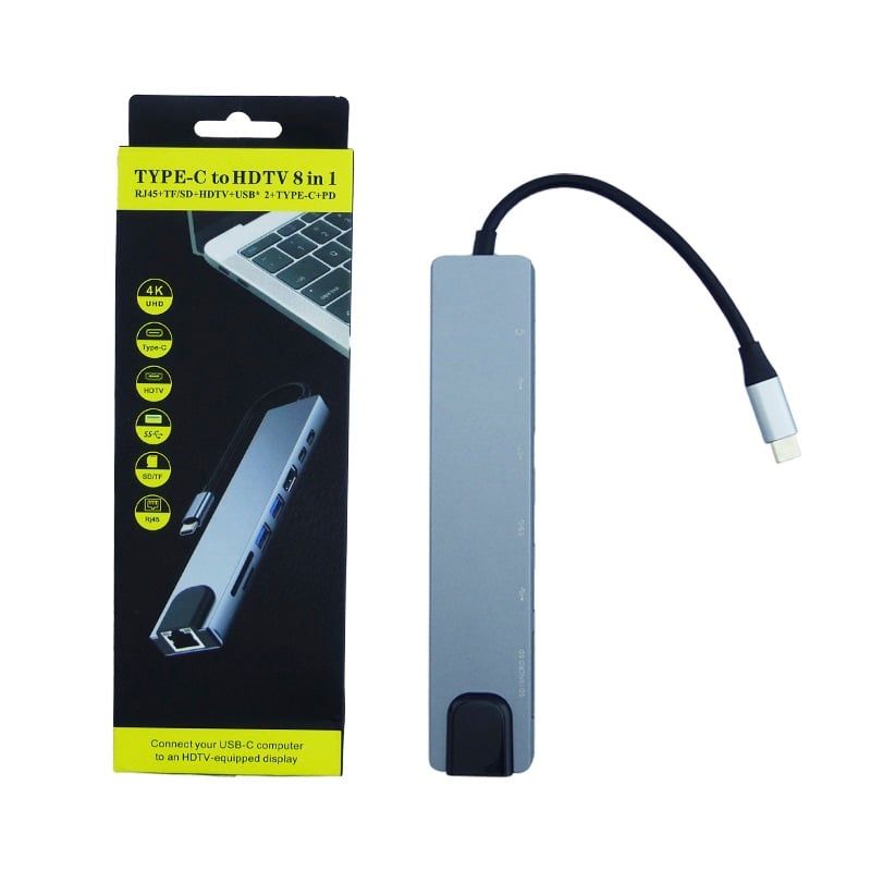 GENERICO - Hub Adaptador USB A Tipo C /hdmi Lan Sd 8 En 1 Macbook iMac