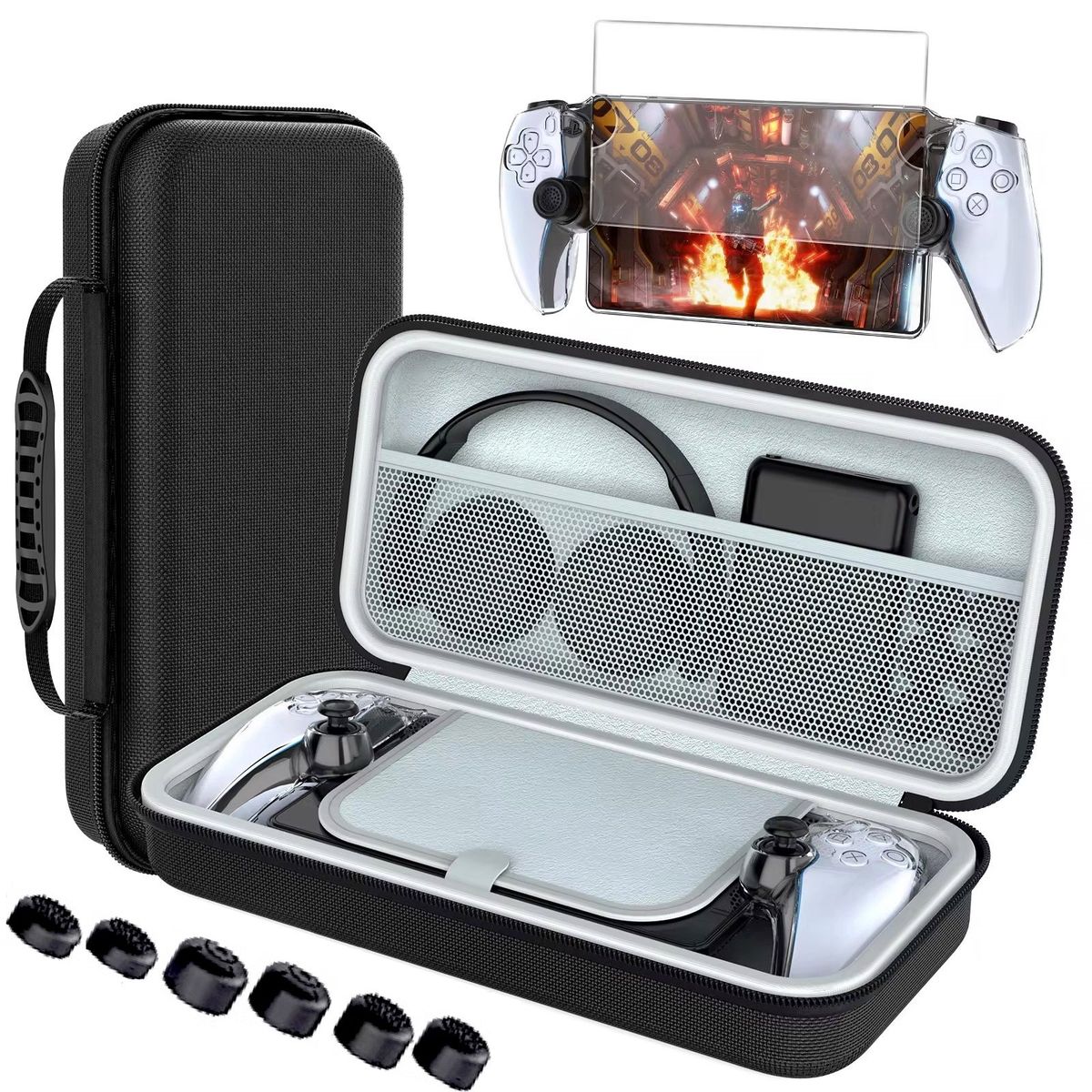 GENERICO - Pack Estuche + Funda + Mica + Grips Para Playstation Portal