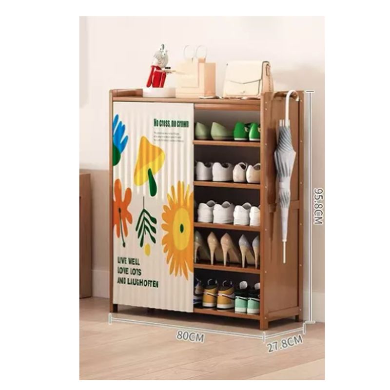 GENERICO - Zapateras Organizadores Bamboo En Plano 6 Niveles Cortina