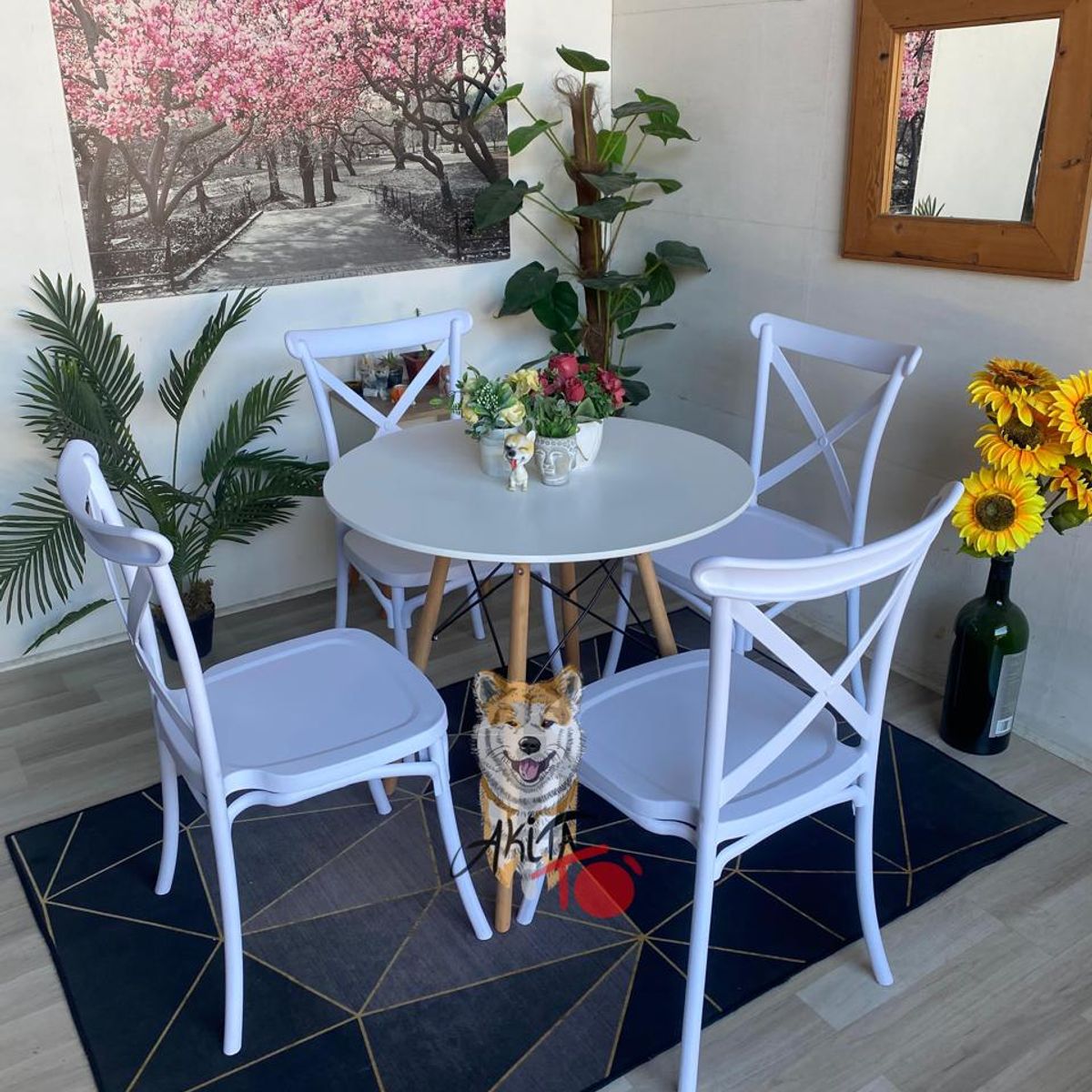 GENERICO - Comedor Hanukkah (Mesa blanca 80D + 4 Silla Crossback blanca)