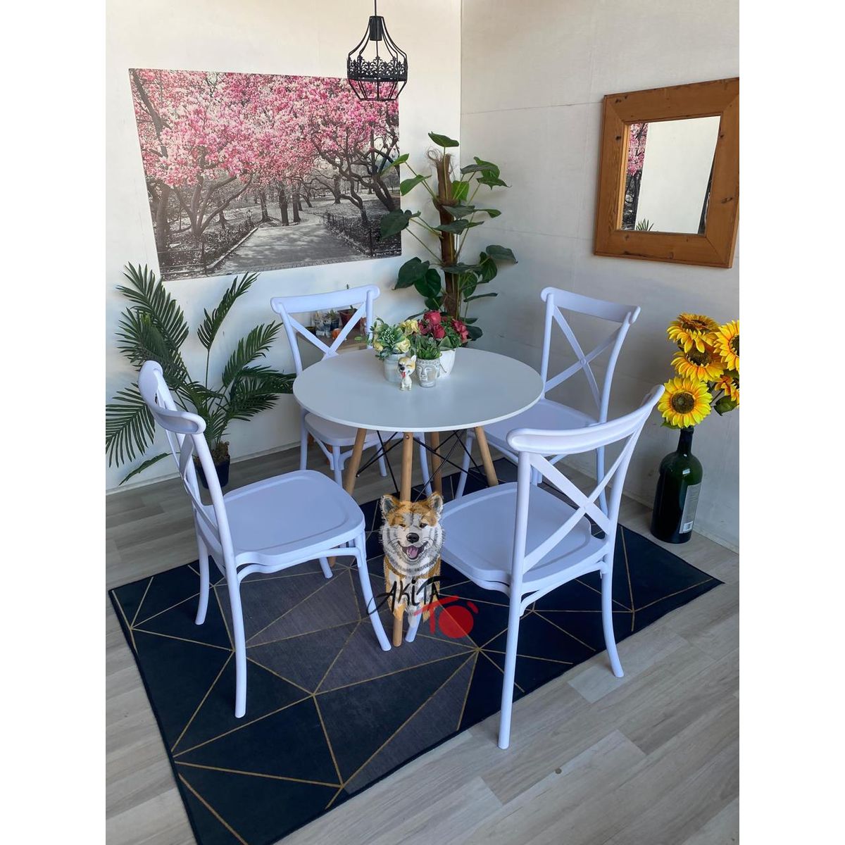 GENERICO - Comedor Hanukkah (Mesa blanca 80D + 4 Silla Crossback blanca)