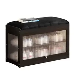IDEEHOUSE - Zapatero Organizador Con Asiento Multifuncional Negro