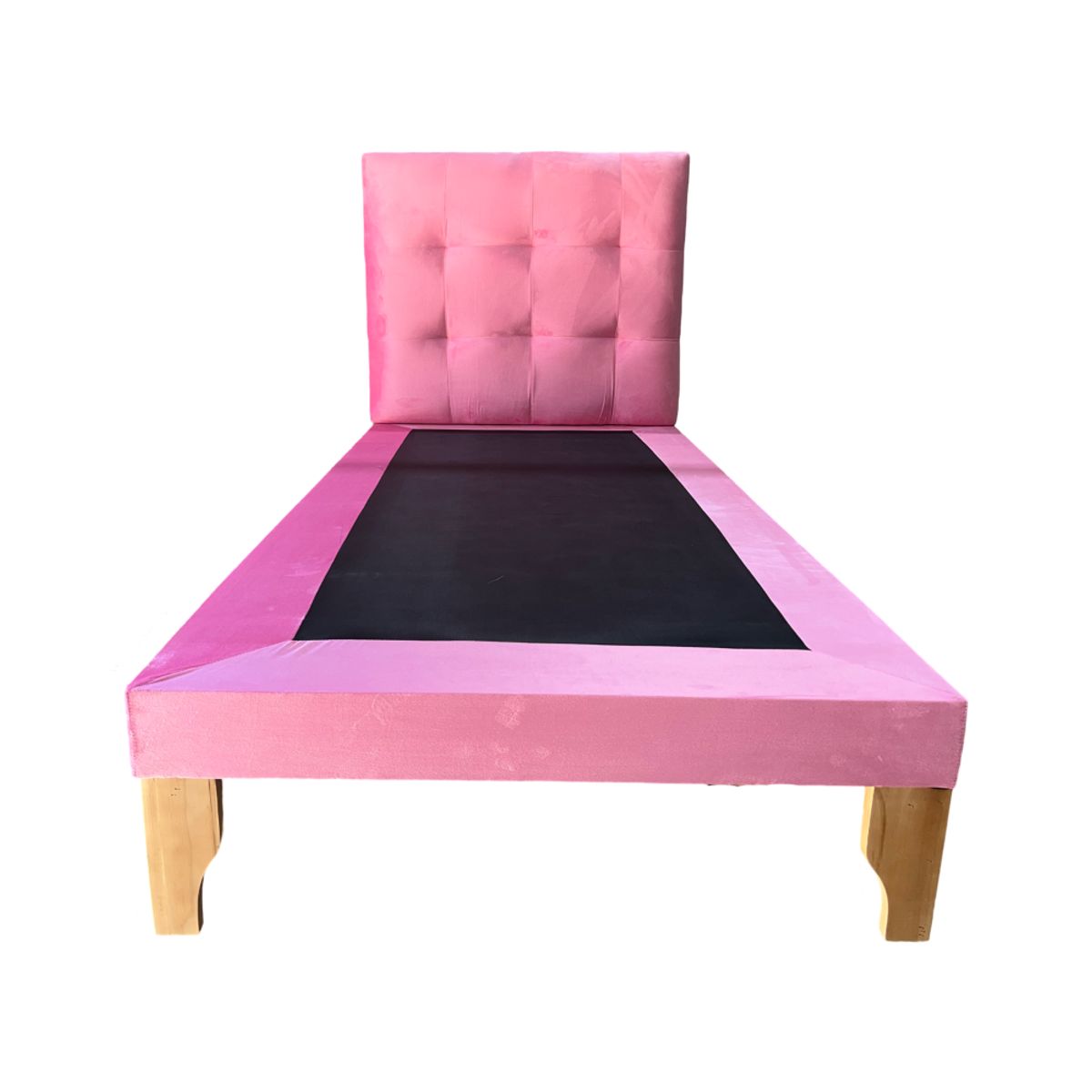 MUEBLES NEW - CAMA PLAZA Y MEDIA ROSADO FELPA