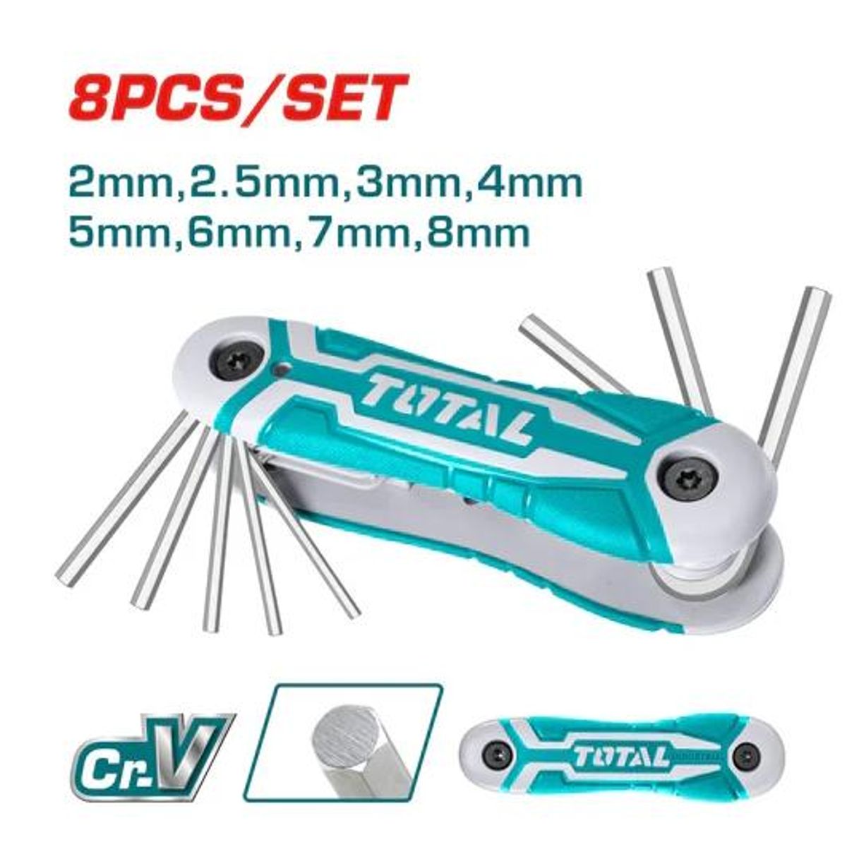 TOTAL TOOLS - SET LLAVE ALLEN PORTAT TOTAL THT1061826 2MM A 8MM