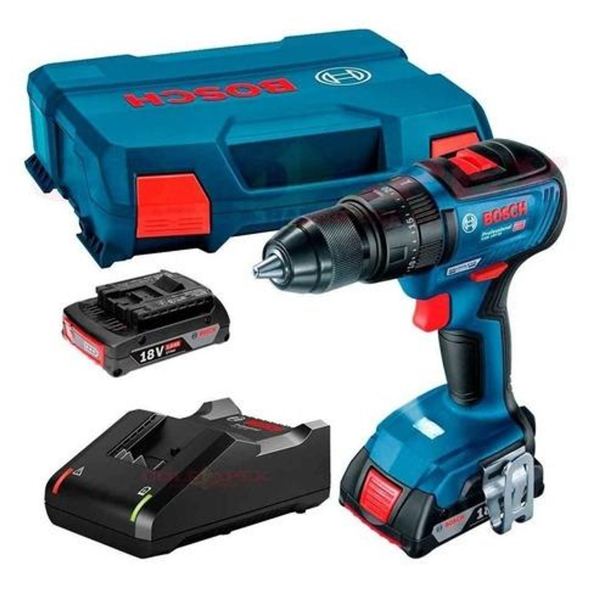 BOSCH - Taladro Percutor Atornillador Bosch GSB 18V 50 + 2 Bat 2.0Ah + 1 Carg