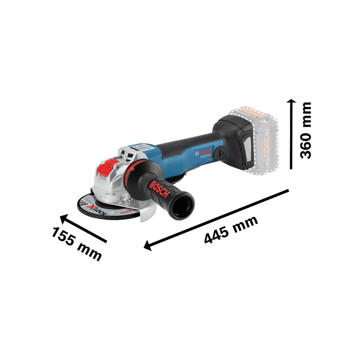 BOSCH - ESMERIL ANGULAR INALAMBRICA BOSCH GWX 18V-10 PC X-LOCK