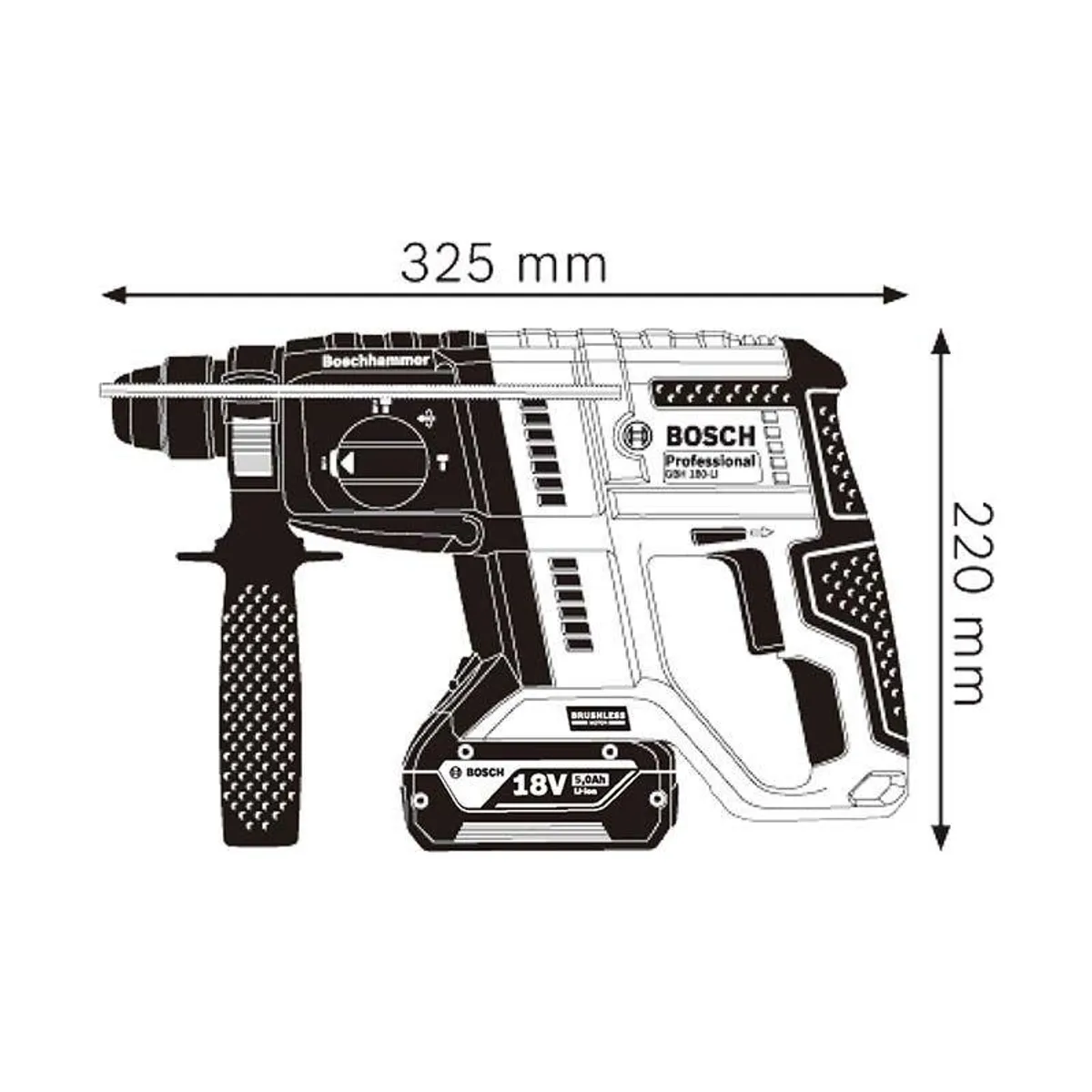 BOSCH - ROTOMARTILLO INALAMBRICO BOSCH 18V GBH180LI SIN CARGADOR NI BATERIA