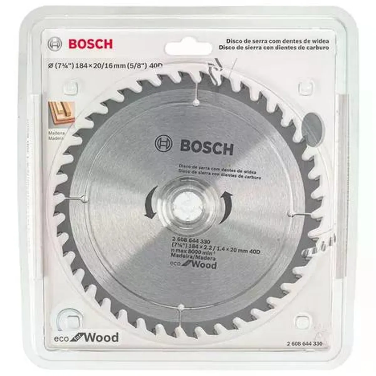 DISCO DE SIERRA ECO 184MM 714 X 40D BOSCH, marca BOSCH - Foto Principal