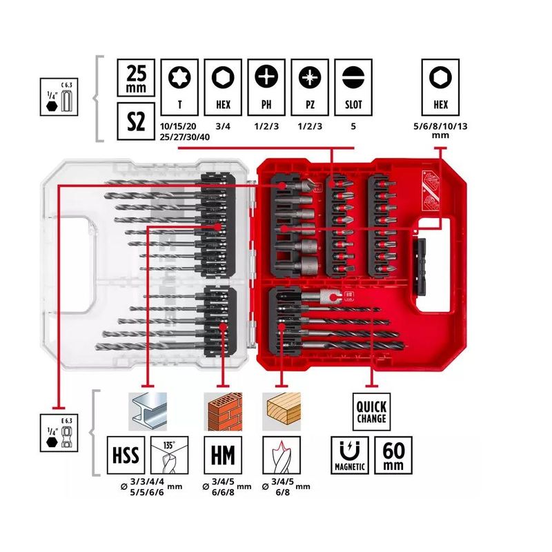 EINHELL - SET ACCESORIOS EINHELL L-CASE 40 PZ PUNTAS - DADOS-BR