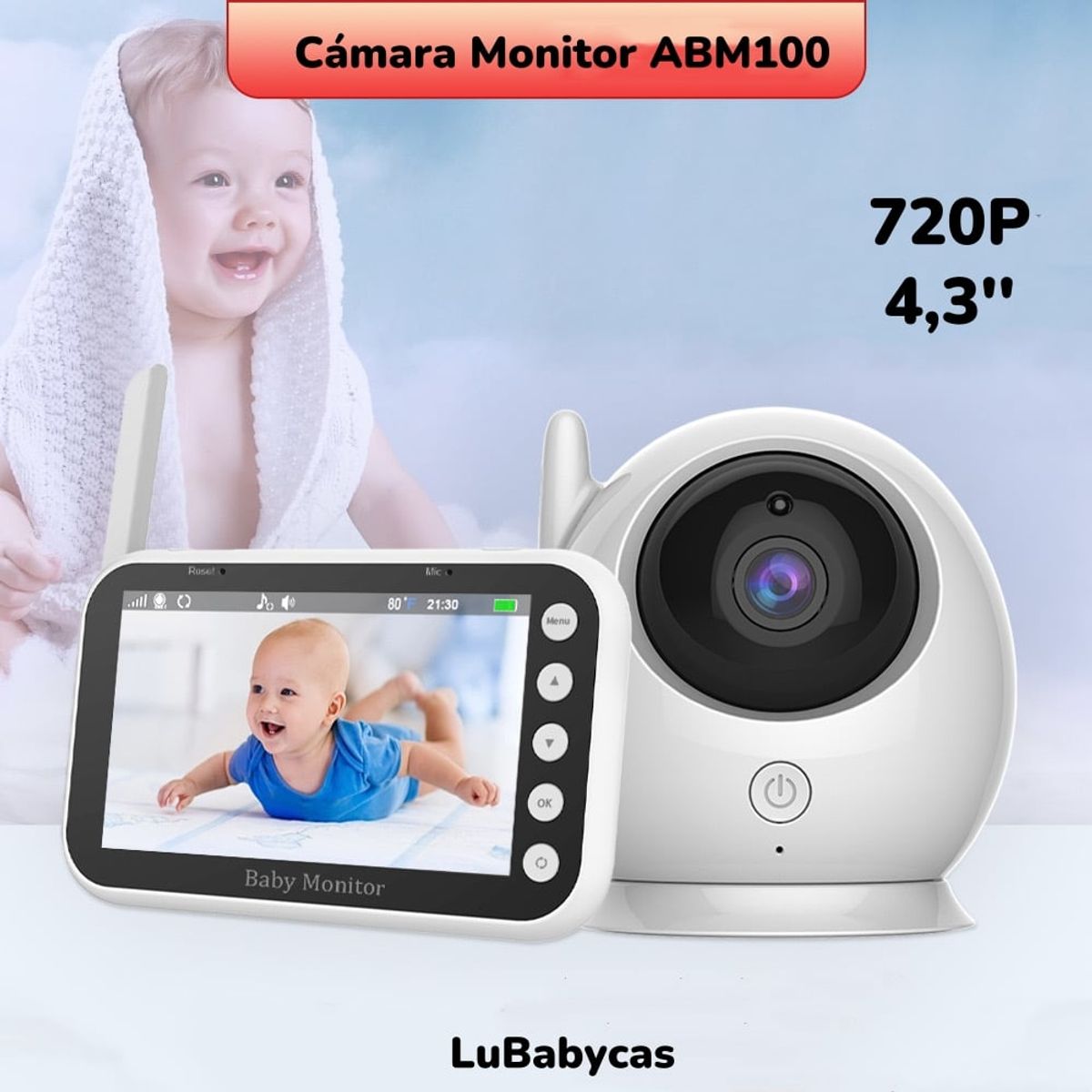 LUBABYCAS - Cámara Monitor Inteligente 720P Pantalla 4,3″ LuBabycas