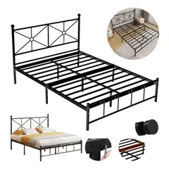 GENERICO - Base Cama De Metal Individual Pcolchon 120x190cm Negro