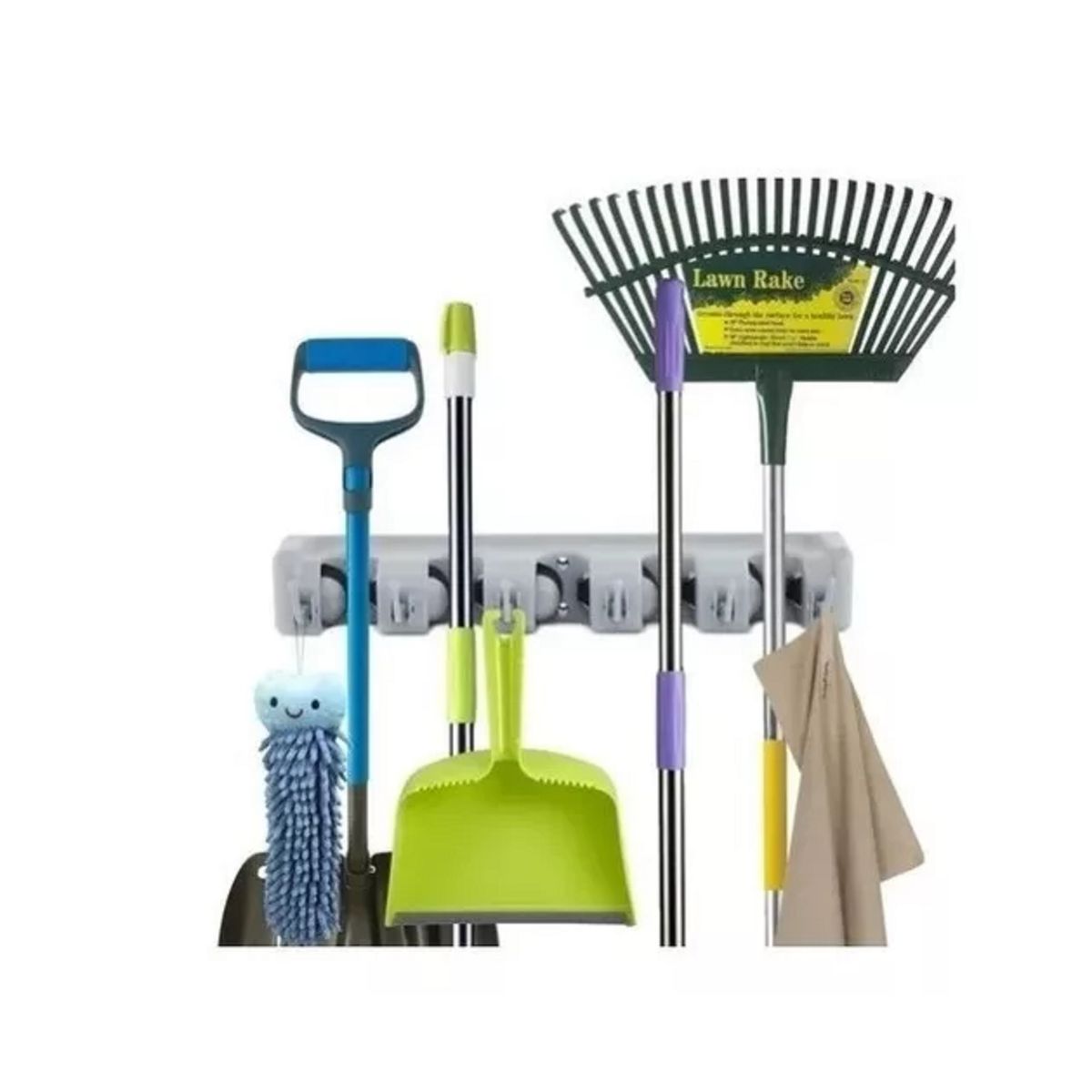 GENERICO - Colgador De Escobas Y Utiles De Aseo Con Ganchos Organizador