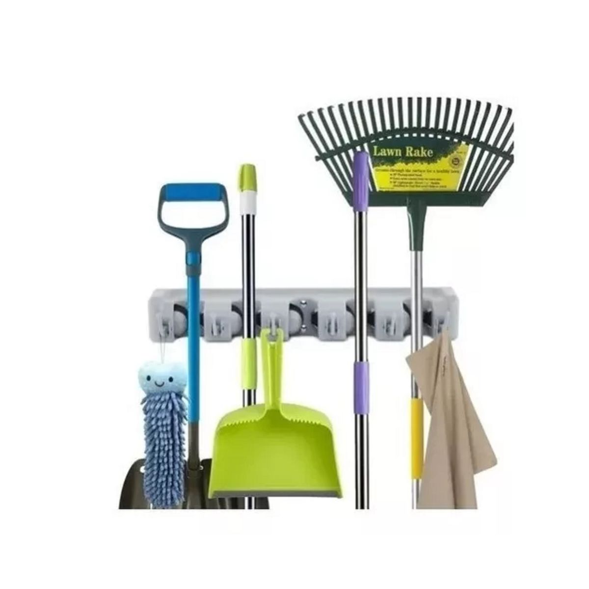 GENERICO - Colgador De Escobas Y Utiles De Aseo Con Ganchos Organizador