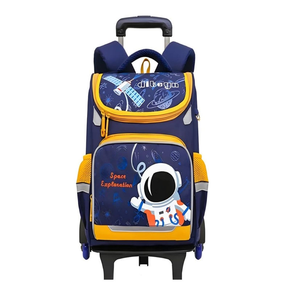 GENERICO - Mochila Escolar con Ruedas Niños Bolso AZUL CON AMARILLO