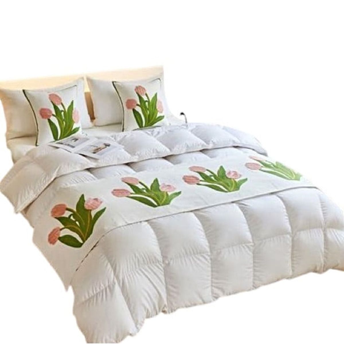 GENERICO - JUEGO DE PIECERA DE CAMA CON 2 FUNDAS MODELO BORDADO2 MAS COJIN