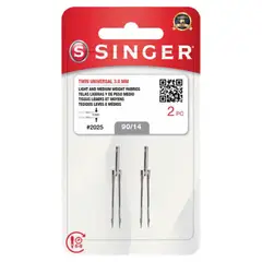 SINGER - Aguja 2025 90/14 (doble), set 2 unidades