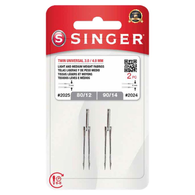 SINGER - Aguja Singer 2025 y 2024 (doble), set 2 unidades