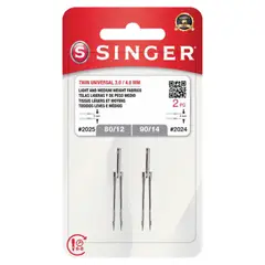 SINGER - Aguja 2025 y 2024 (doble), set 2 unidades