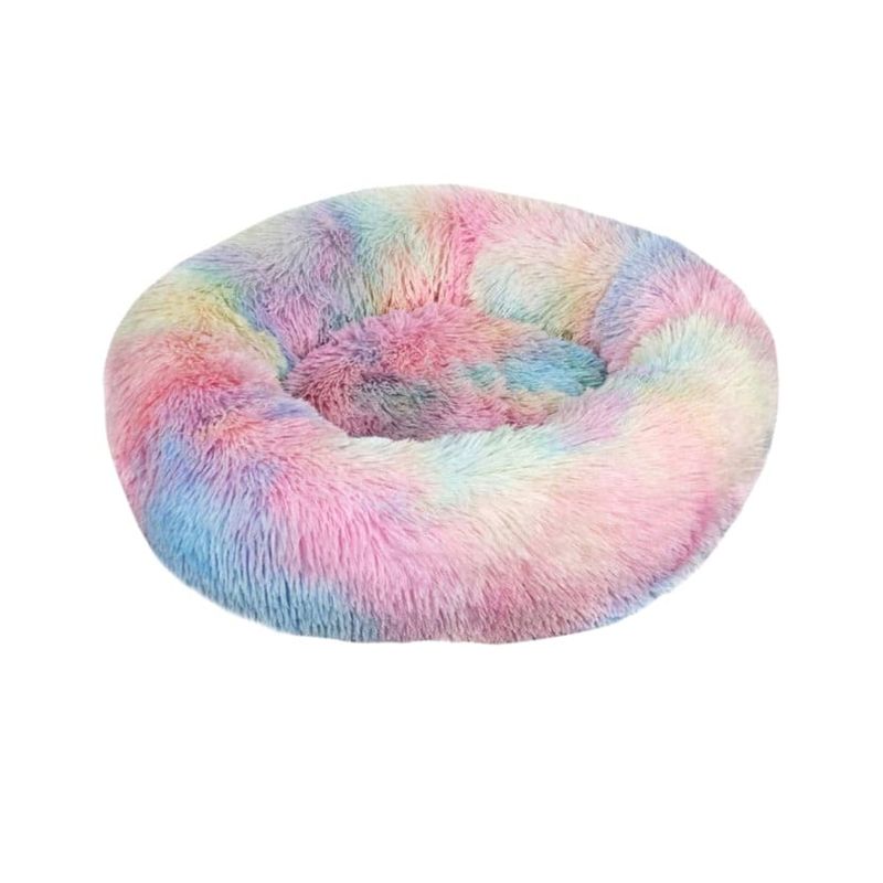 GENERICO - Cama cojin de chiporro redondo para mascotas  60cm ARCOIRIS