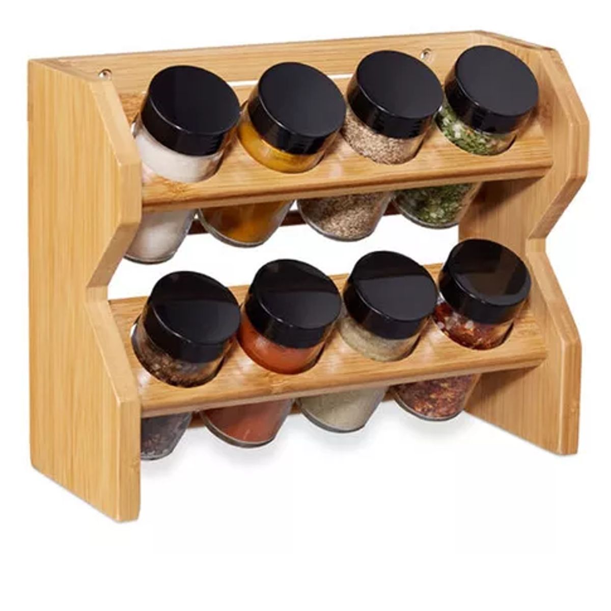 GENERICO - Especiero Condimentos De Madera 8 Frascos Vidrio Simplit