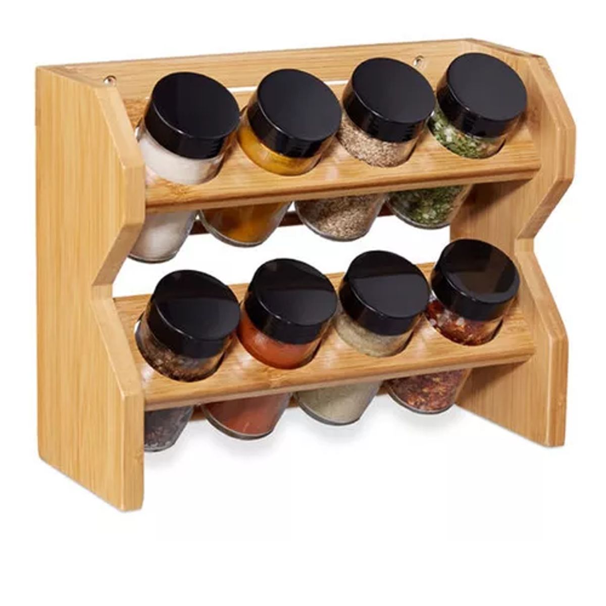 GENERICO - Especiero Condimentos De Madera 8 Frascos Vidrio Simplit