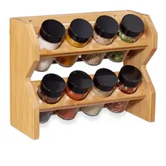 GENERICO - Especiero Condimentos De Madera 8 Frascos Vidrio Simplit