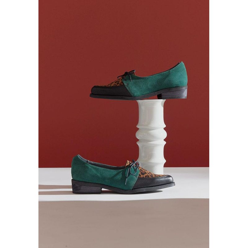 GIANI DAFIRENZE - Zapato Mujer De Cuero Indira Verde Print C1.