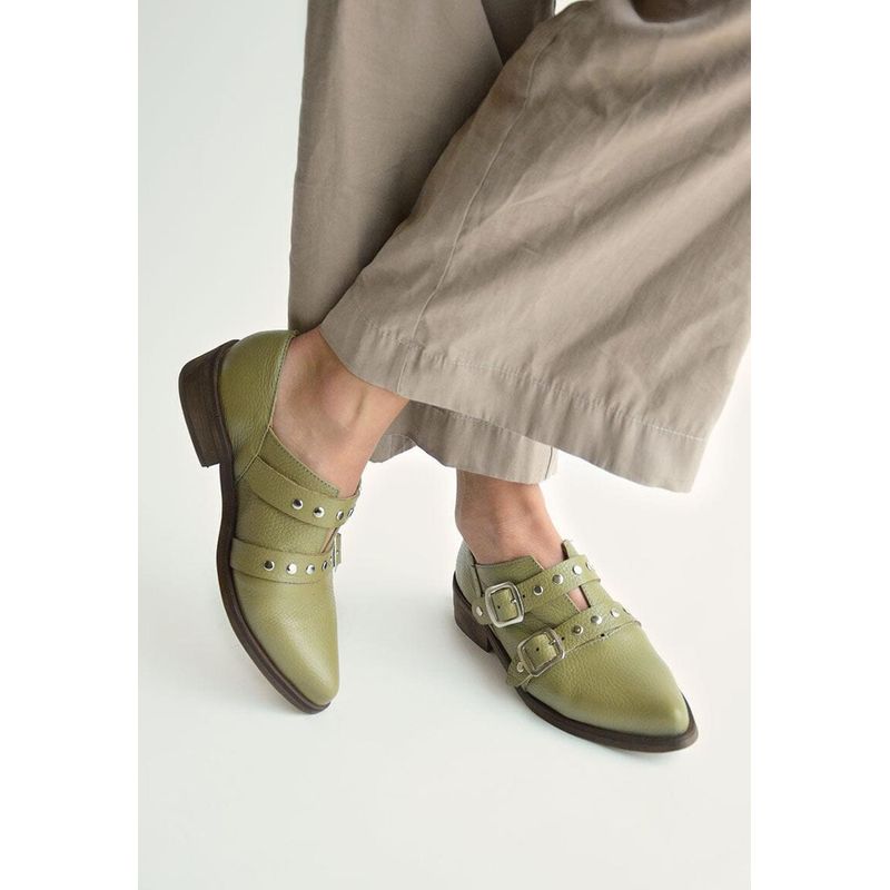 GIANI DAFIRENZE - Zapato Mujer De Cuero Juana Verde C3.