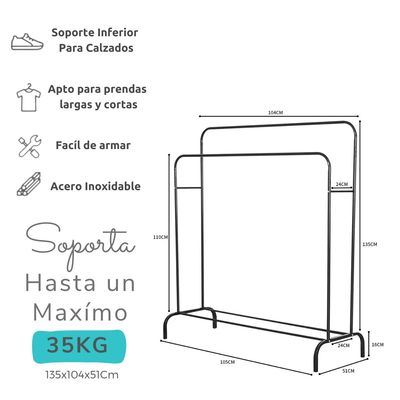 Imagen 2 del producto Perchero De Ropa Organizador Zapatos Colgador Doble