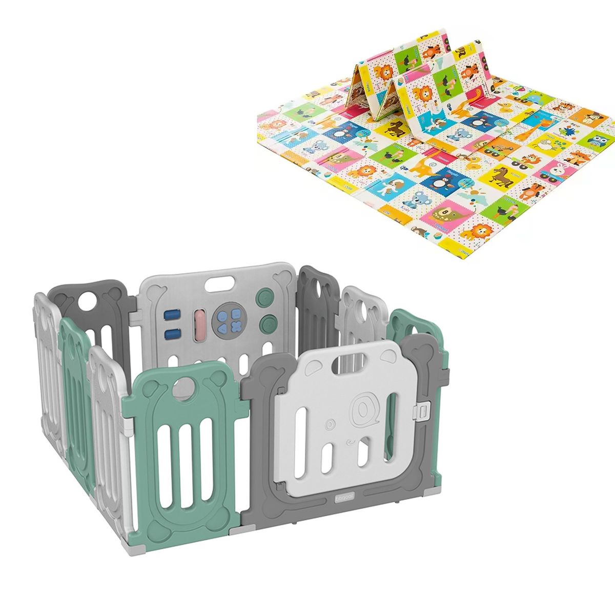 BBQOOL - Corral Didáctico de Juegos IQ Mint + Alfombra