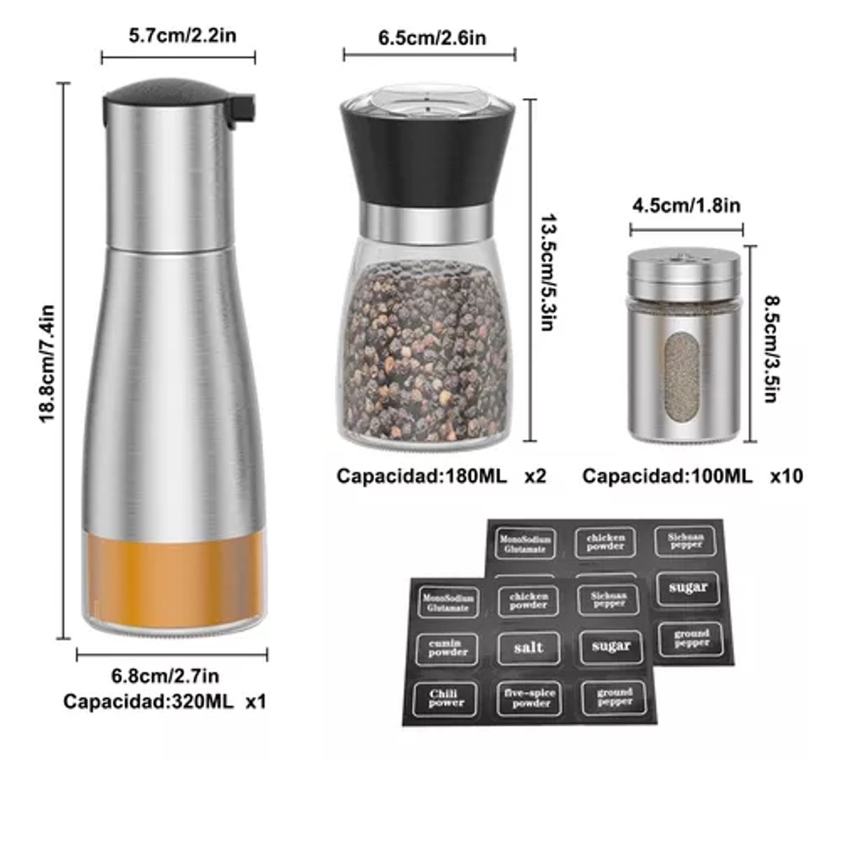 GENERICO - 15 Frascos De Vidrio Especieros Almacenamiento