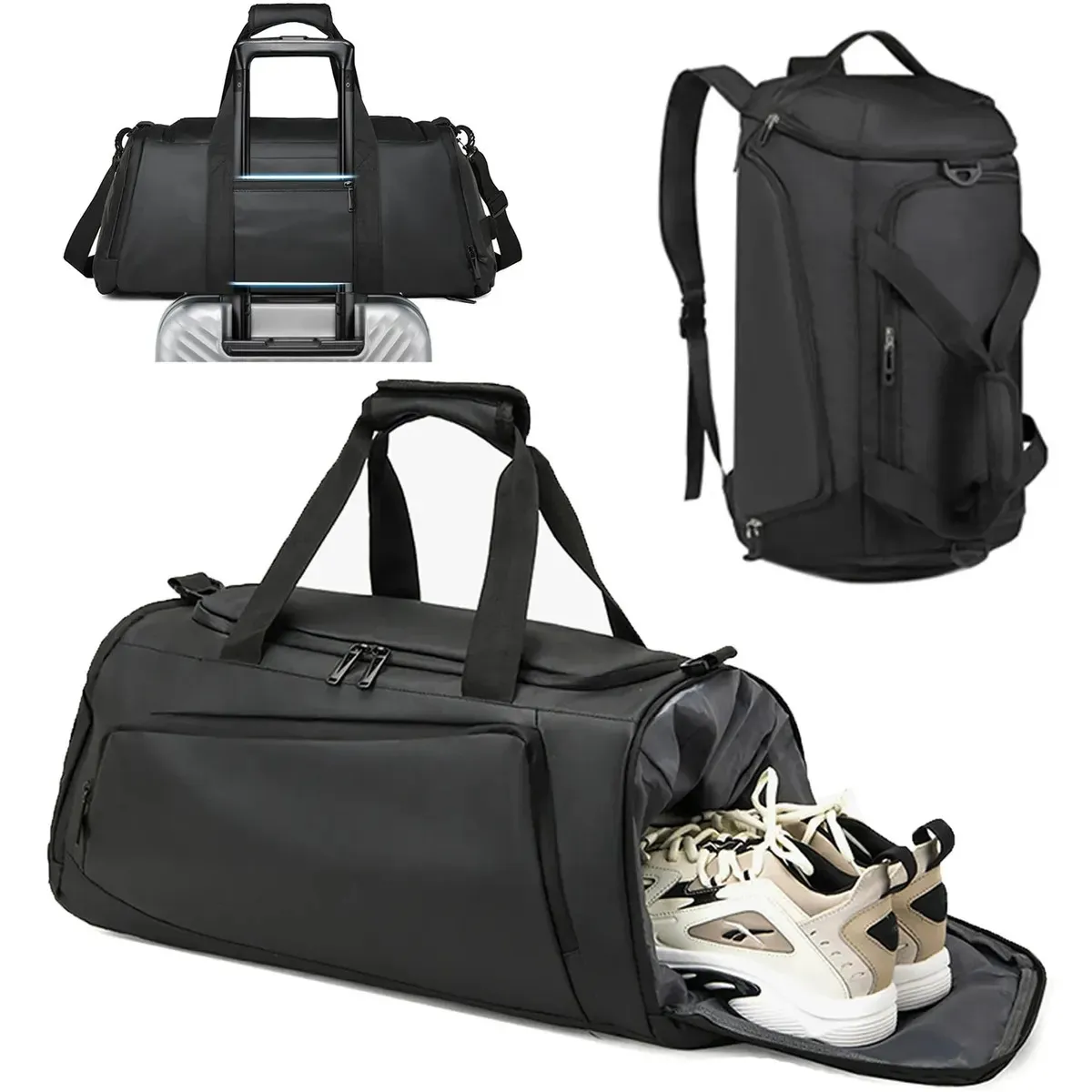 EVERSO - Bolso Deportivo Para Viaje Tela Impermeable Gym  NEGRO