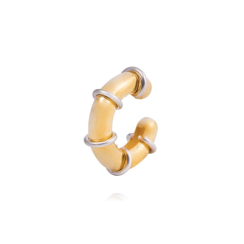JB JOYAS BARON - Piercing de Plata Esterlina 925 Earcuff bicolor Bañado en Oro 14kt