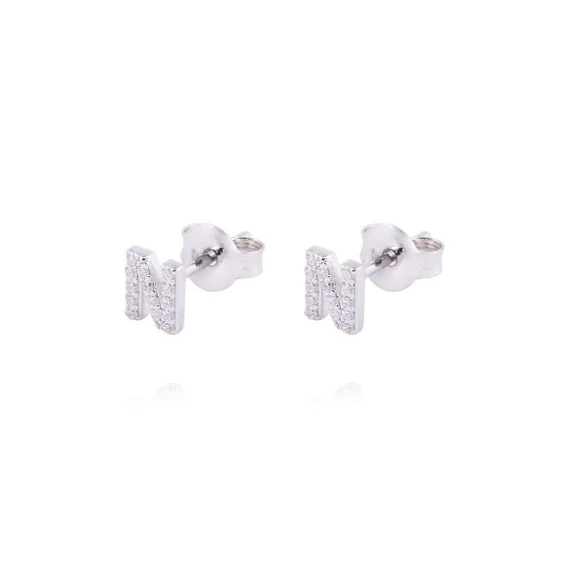 JB JOYAS BARON - Aros de Plata Esterlina 925 Letra N