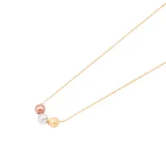 JB JOYAS BARON - Collar Oro Amarillo 18kt 3 Bolitas Tricolor