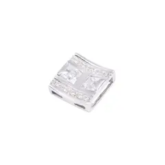 JB JOYAS BARON - Colgante Oro Blanco 18kt Cuadrado y Líneas Circonitas