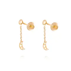 JB JOYAS BARON - Aros Oro Amarillo 18kt Lunas Colgantes y Estrellas