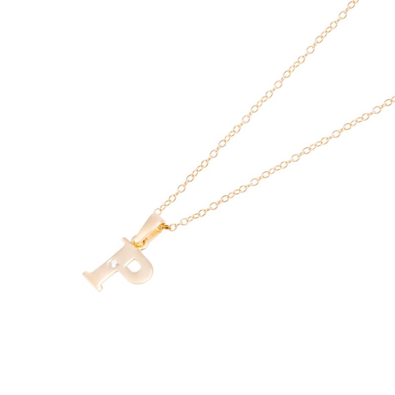 JB JOYAS BARON - Collar de Oro de 18kt Circonitas letra P