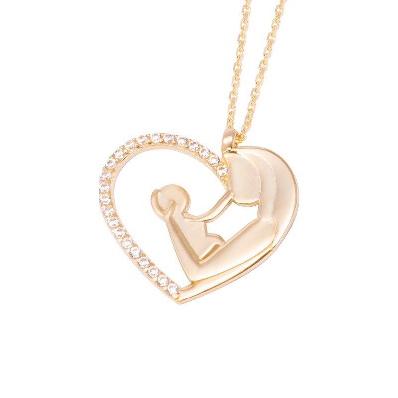 JB JOYAS BARON - Collar de Oro de 18kt Circonita Mamá e hijo