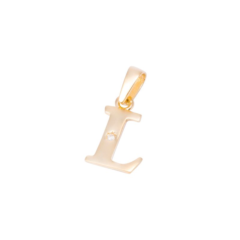 JB JOYAS BARON - Colgante de Oro de 18kt Circonitas letra L