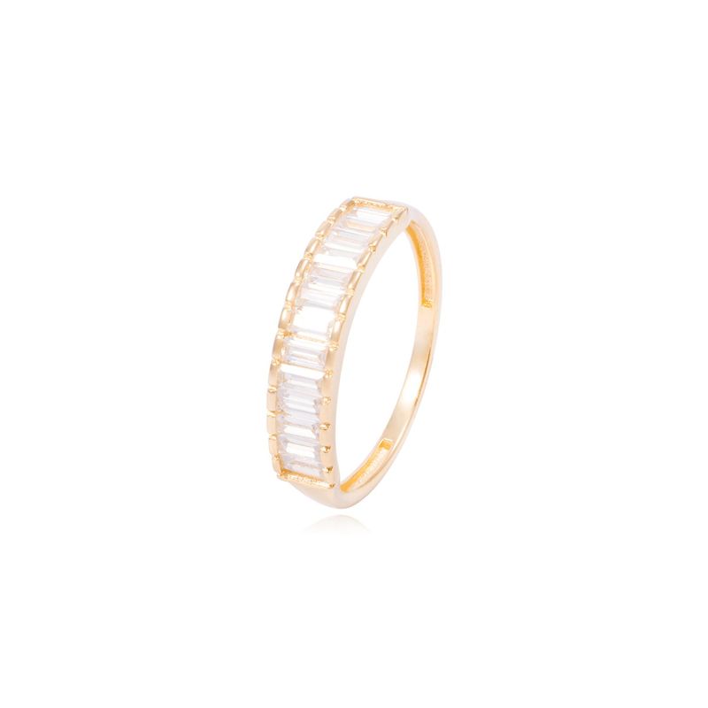JB JOYAS BARON - Anillo Compromiso de Oro de 18kt Medio cintillo baguette
