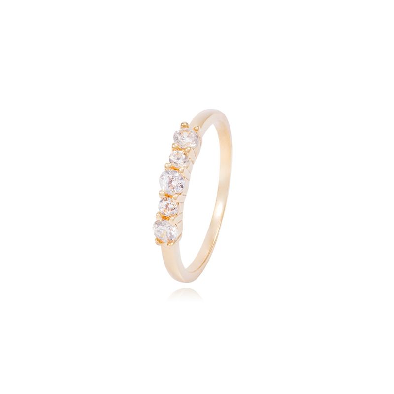 JB JOYAS BARON - Anillo Compromiso de Oro de 18kt Cinco circonitas pequeño
