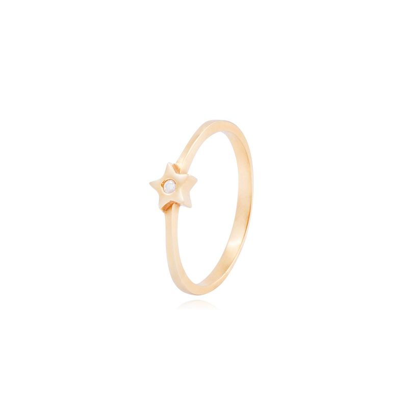 JB JOYAS BARON - Anillo Oro Amarillo 18kt Estrella y Diamante