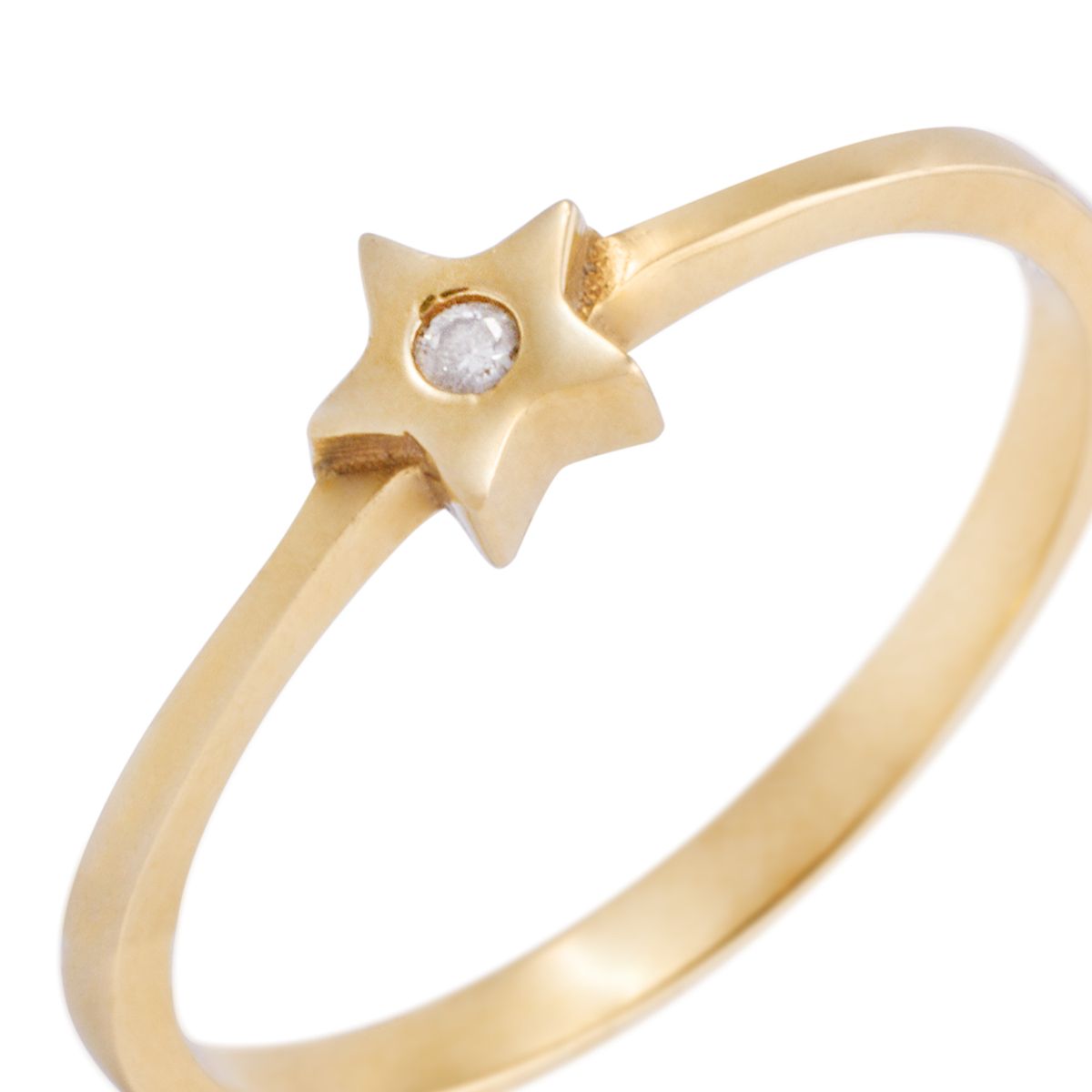 JB JOYAS BARON - Anillo Compromiso Oro Amarillo 18kt Diamantes 2Pts Estrella