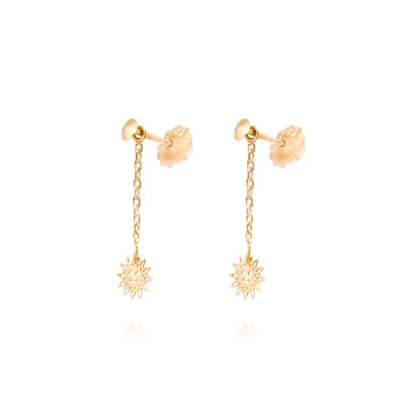 JB JOYAS BARON - Aros Oro Amarillo 18kt Colgantes Sol Feliz