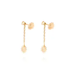 JB JOYAS BARON - Aros Oro Amarillo 18kt Colgantes Sol Feliz