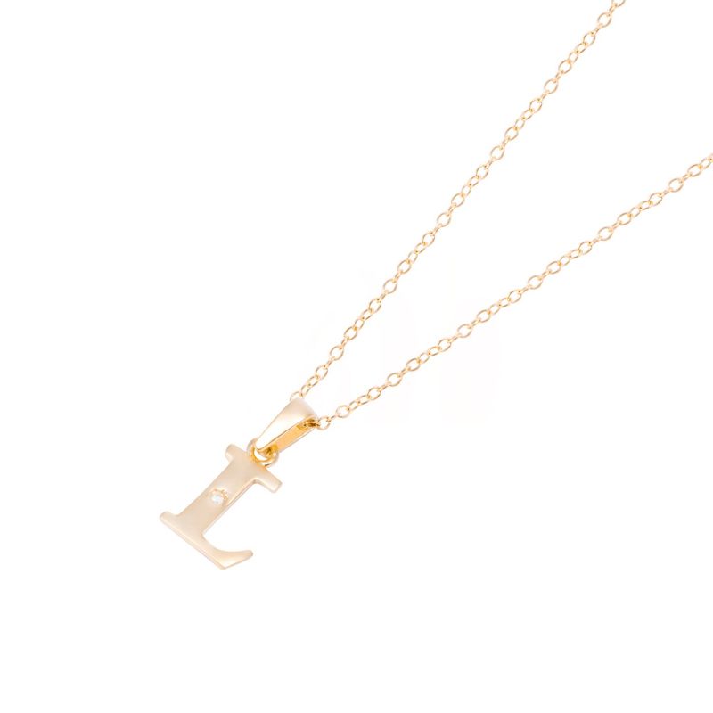 JB JOYAS BARON - Collar de Oro de 18kt Circonitas letra L